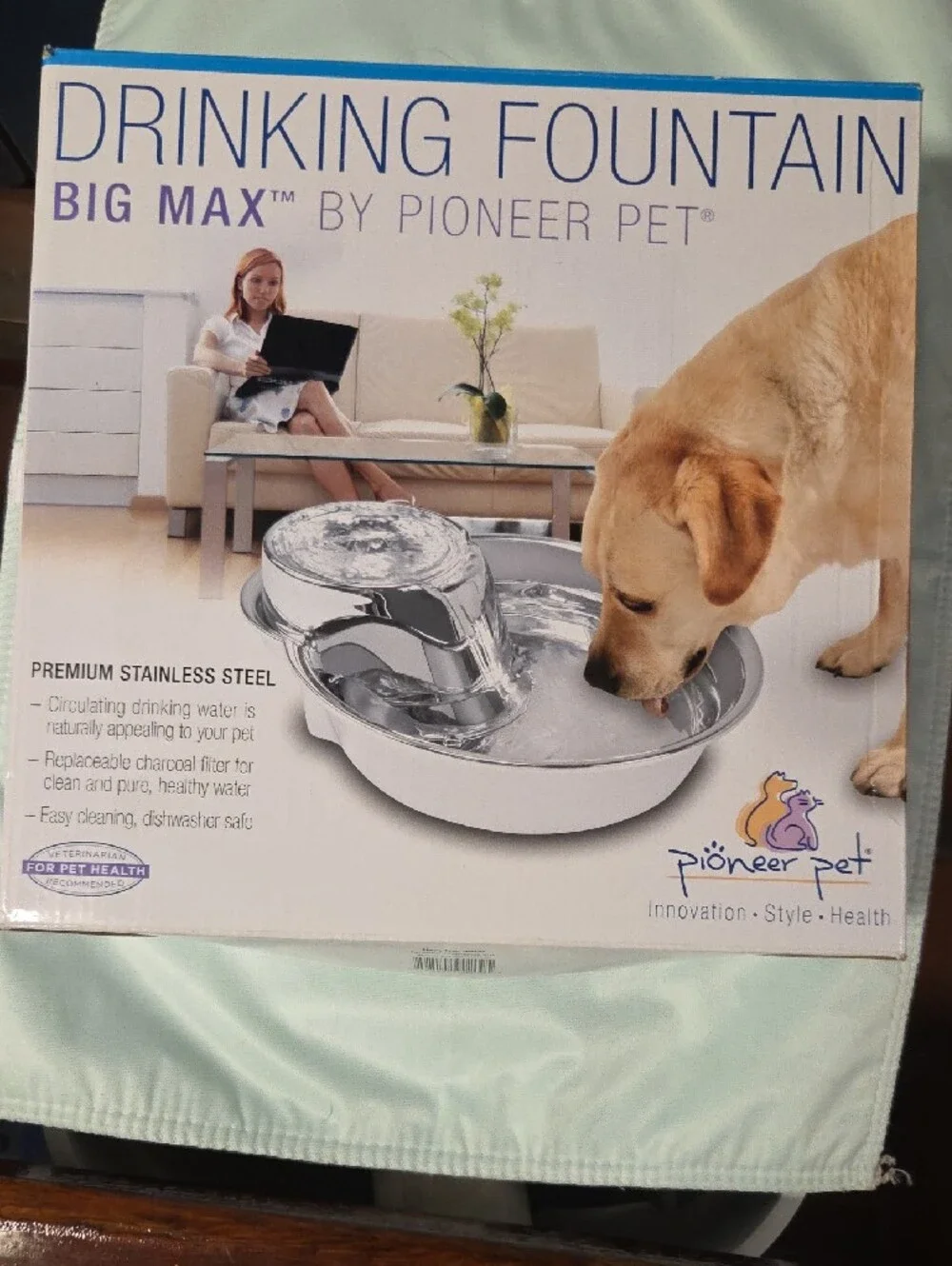 PIONEER Stainless Steel Big Max Dog Drinking Fountain - Silver